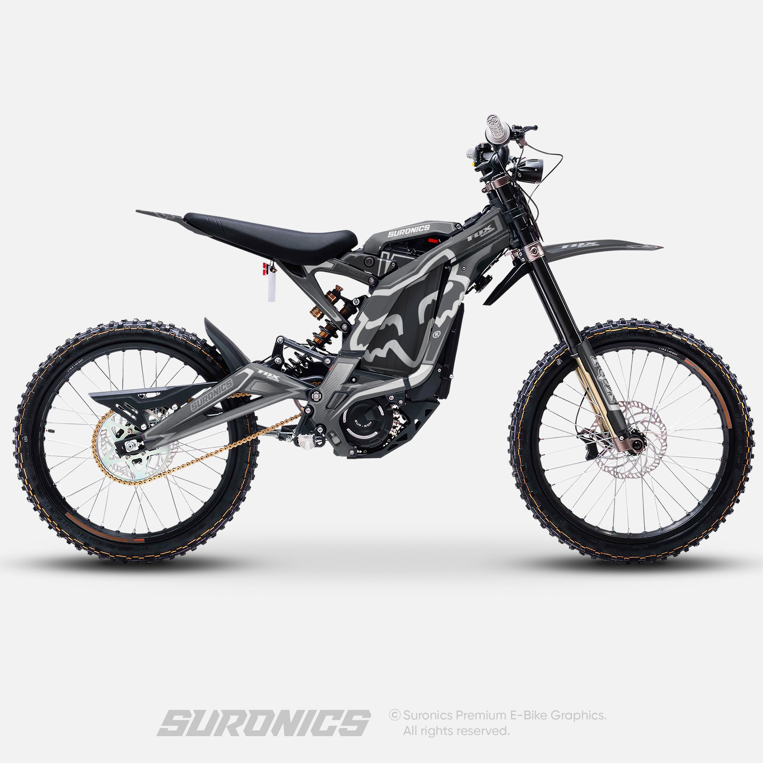 FOX RACER GREY WHITE Surron Light Bee Graphics kit