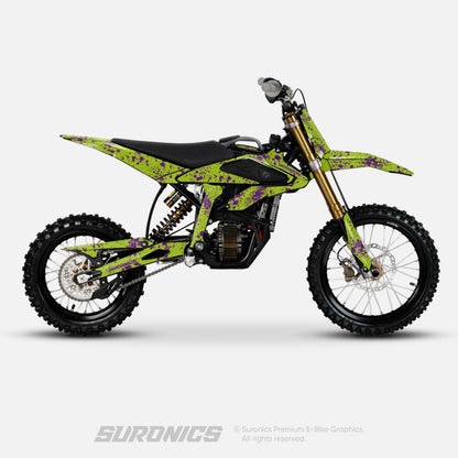 SPLATTER GREEN PURPLE Surron Hyper Bee Graphics kit