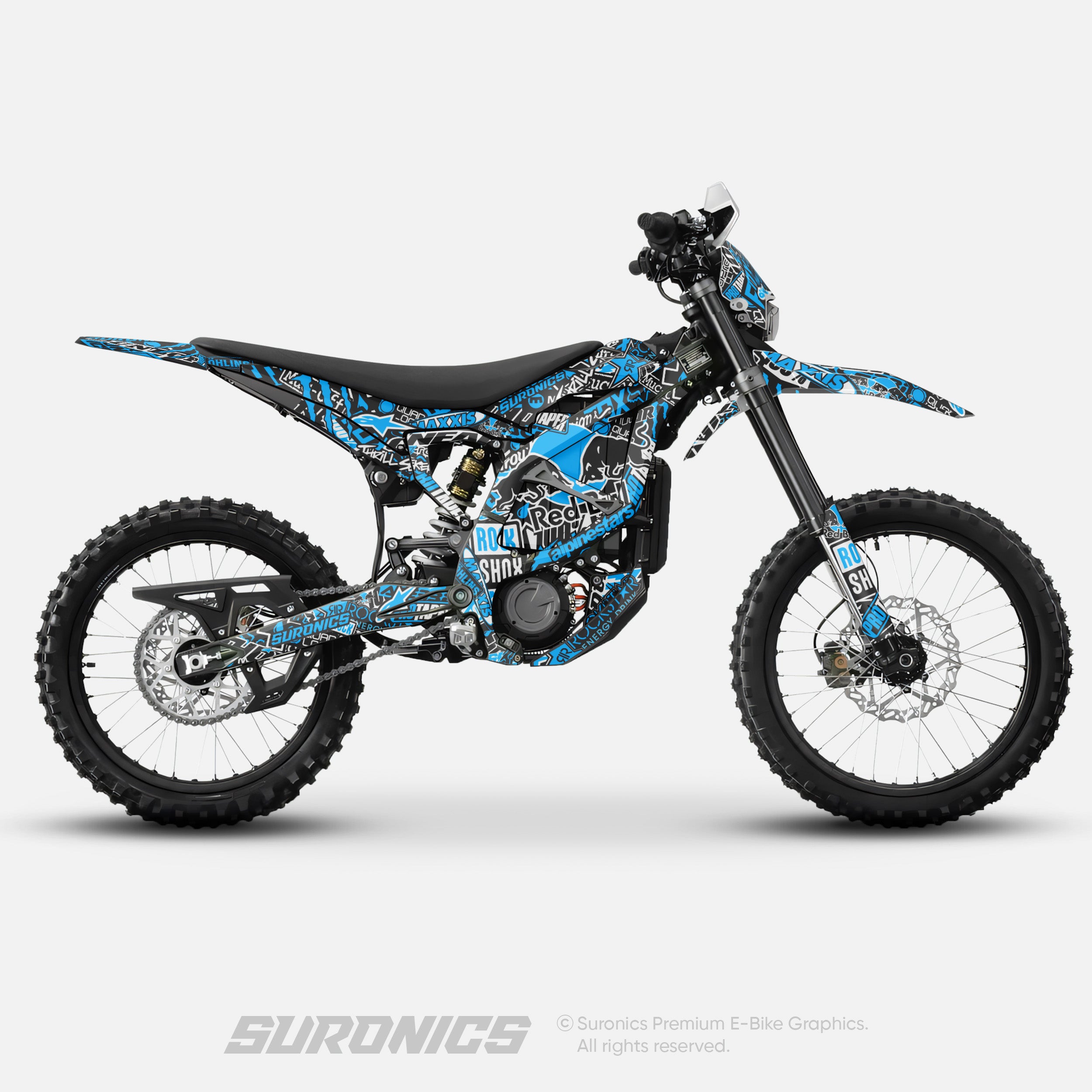 STICKY BLACK CYAN Surron Ultra Bee Graphics kit