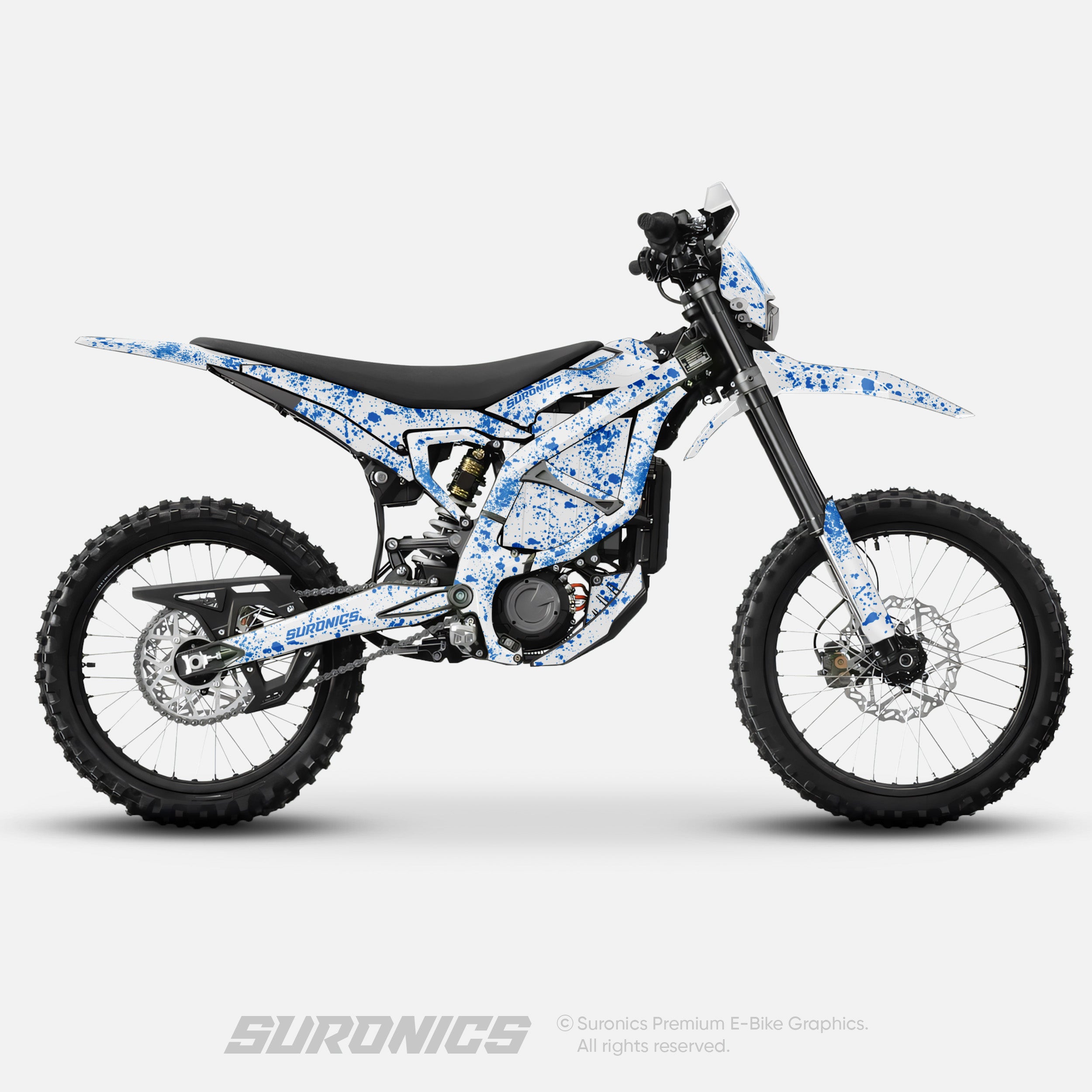 SPLATTER WHITE BLUE Surron Ultra Bee Graphics kit