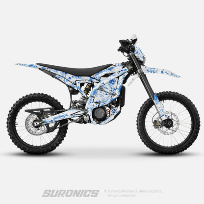 SPLATTER WHITE BLUE Surron Ultra Bee Graphics kit