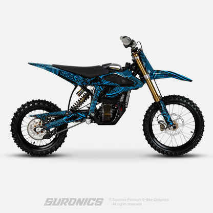 RACE ART BLACK CYAN Surron Hyper Bee Graphics kit