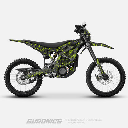 SPLATTER BLACK GREEN Surron Ultra Bee Graphics kit