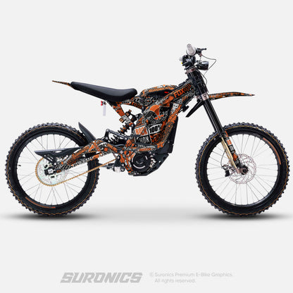 STICKY BLACK ORANGE Surron Light Bee Graphics kit