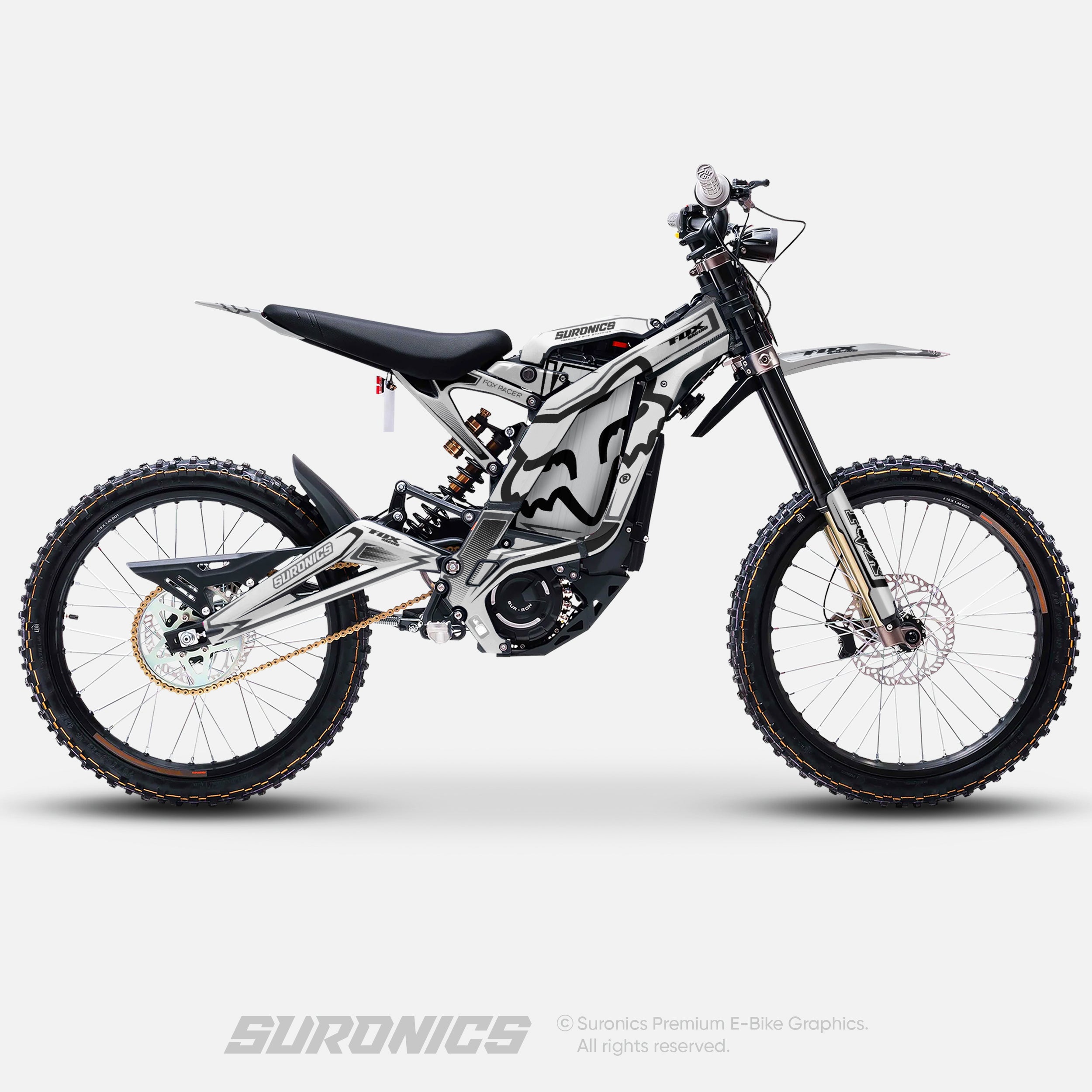 FOX RACER WHITE BLACK Surron Light Bee Graphics kit