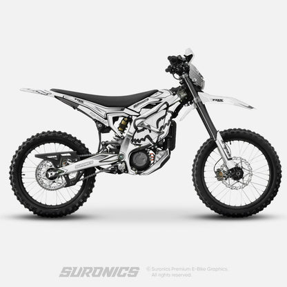FOX RACER WHITE BLACK Surron Ultra Bee Graphics kit