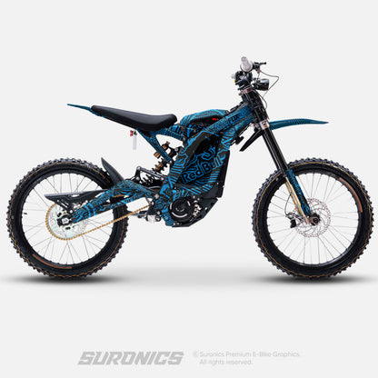 RACE ART BLACK CYAN Surron Light Bee Graphics kit