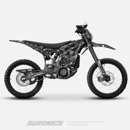 SPLATTER BLACK WHITE Surron Ultra Bee Graphics kit