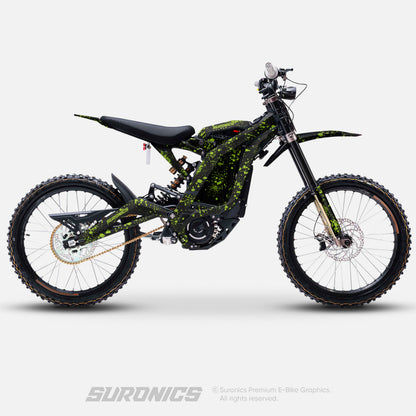 SPLATTER BLACK GREEN Surron Light Bee Graphics kit