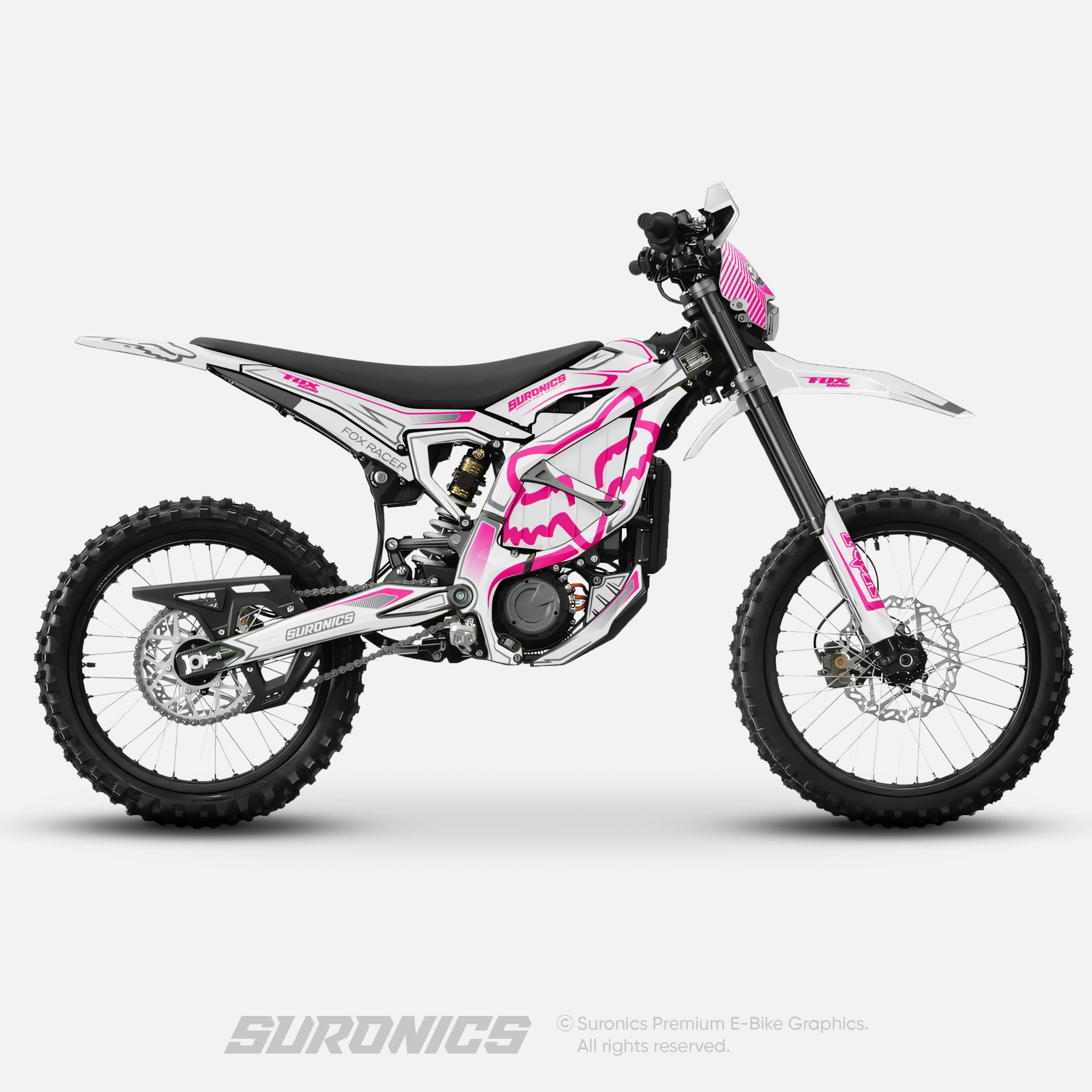 FOX RACER WHITE MAGENTA Surron Ultra Bee Graphics kit