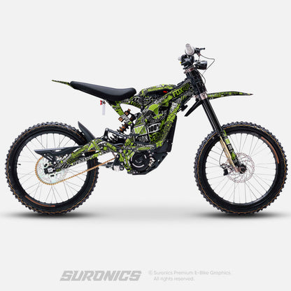 STICKY BLACK GREEN Surron Light Bee Graphics kit