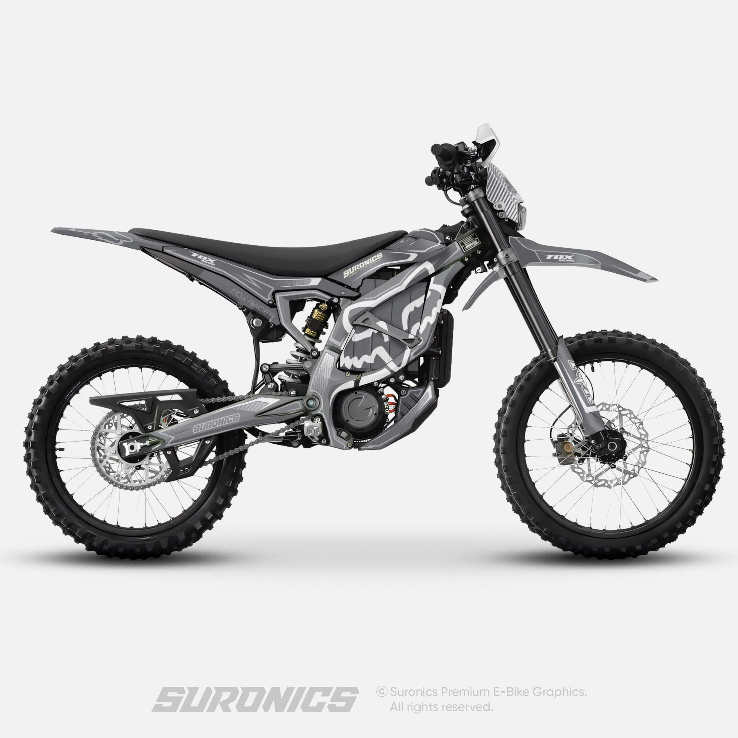 FOX RACER GREY WHITE Surron Ultra Bee Graphics kit