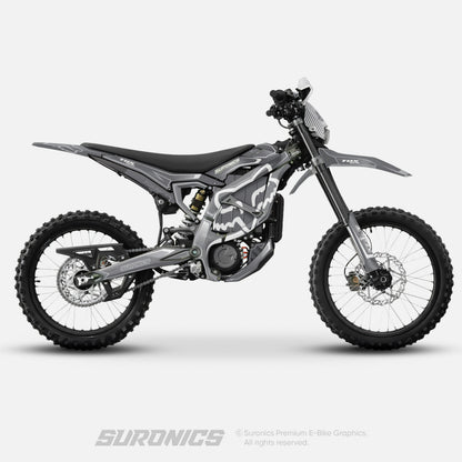 FOX RACER GREY WHITE Surron Ultra Bee Graphics kit