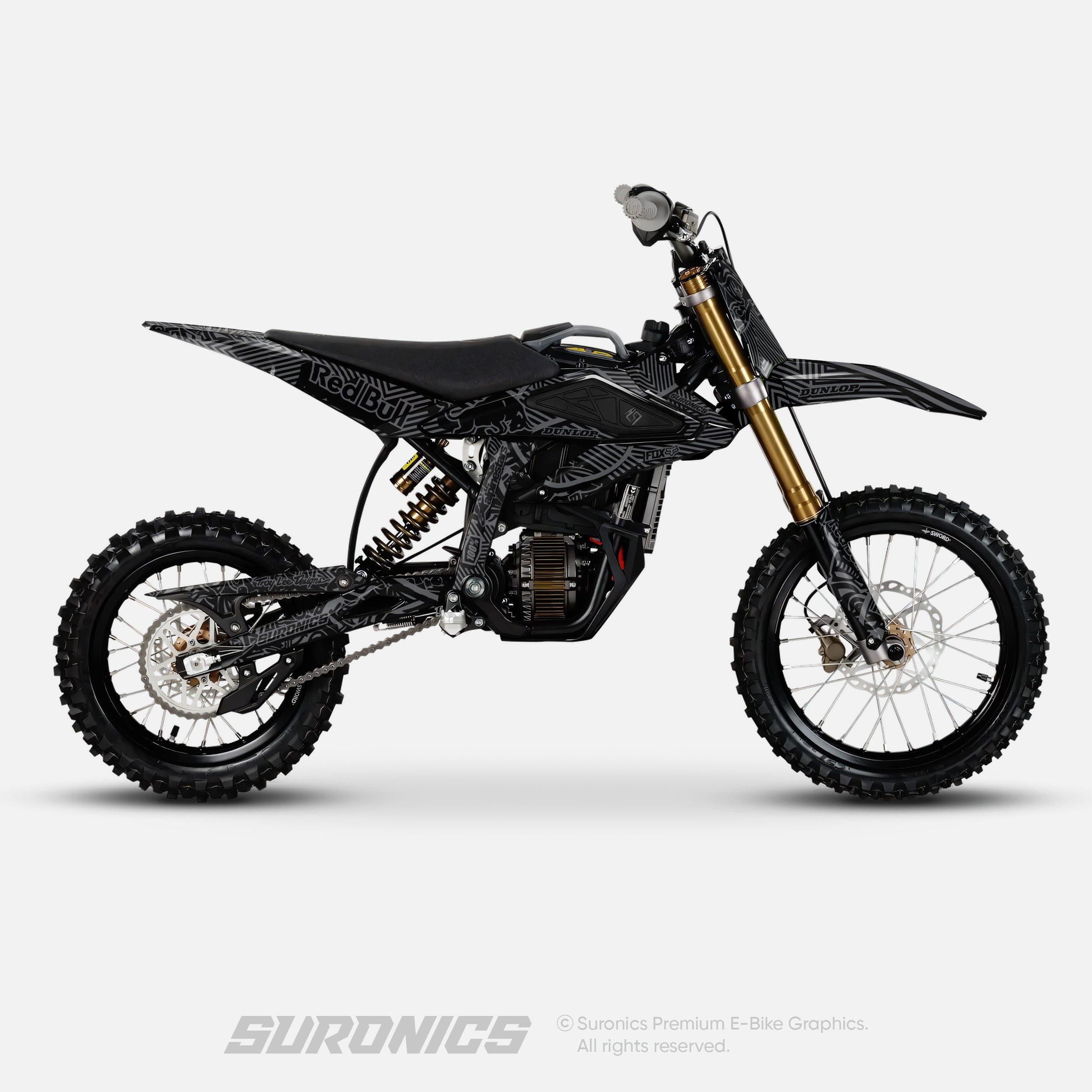 RACE ART BLACK GREY Surron Hyper Bee Graphics kit
