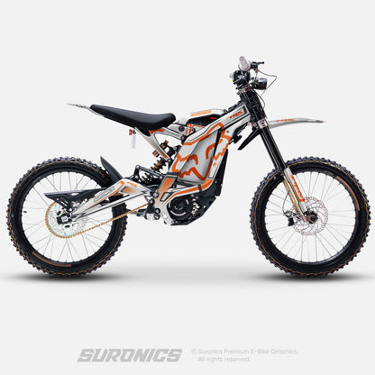FOX RACER WHITE ORANGE Surron Light Bee Graphics kit