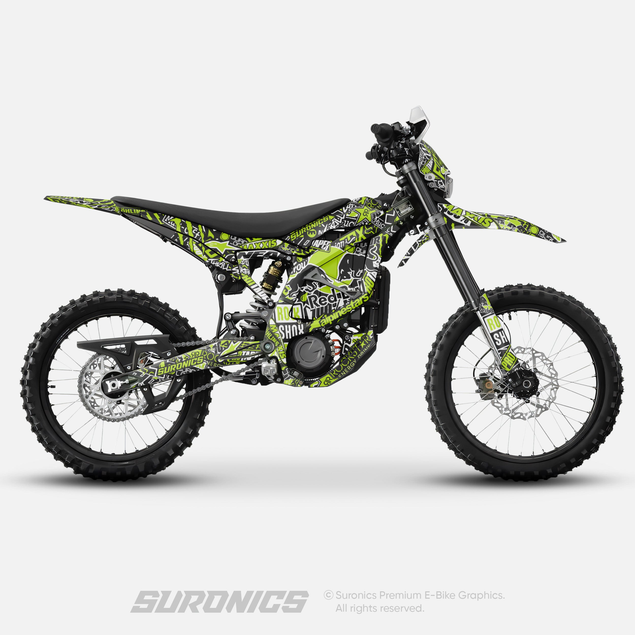 STICKY BLACK GREEN Surron Ultra Bee Graphics kit