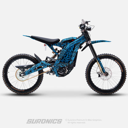 STREET GHOST BLACK CYAN Surron Light Bee Graphics kit