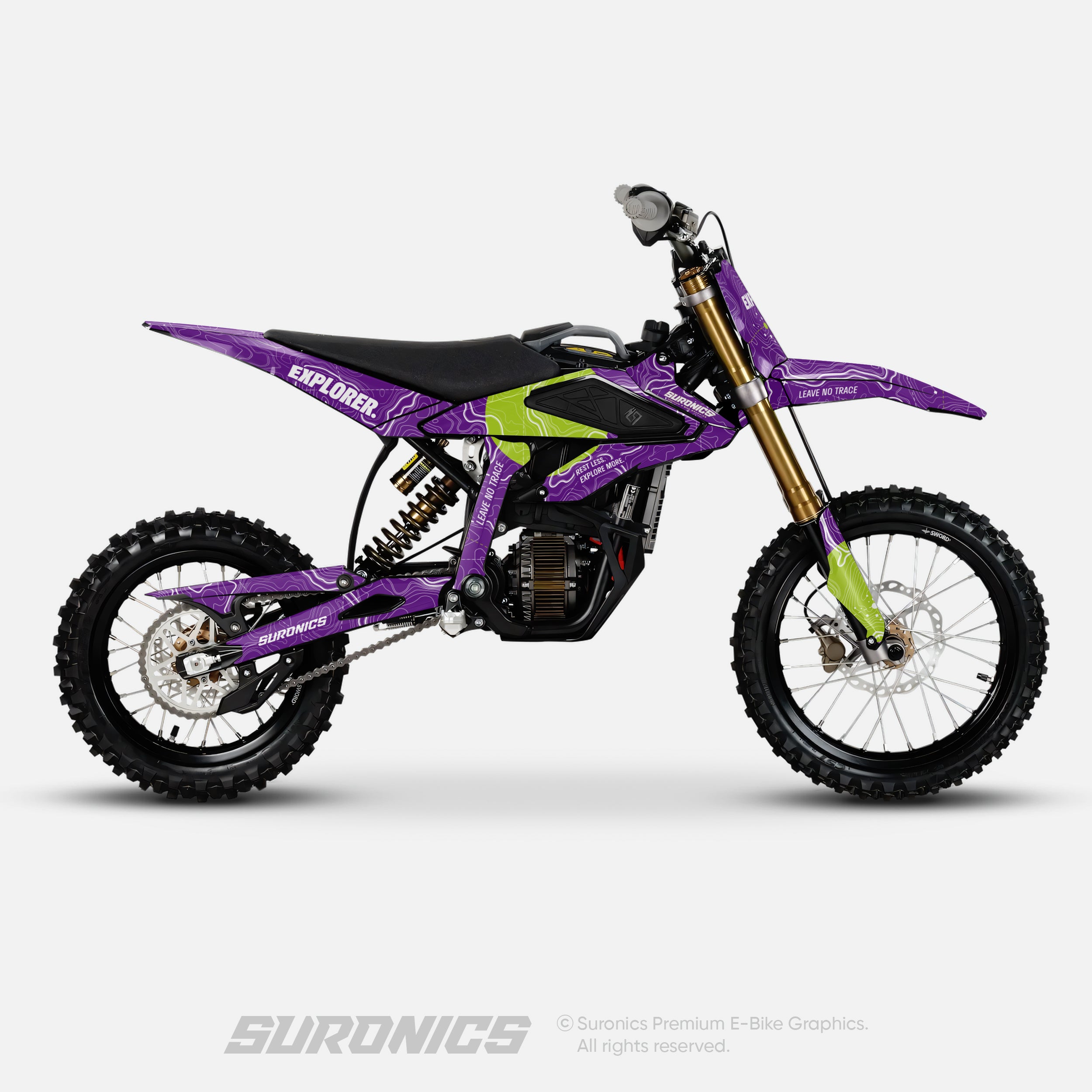 EXPLORER PURPLE GREEN Surron Hyper Bee Graphics kit