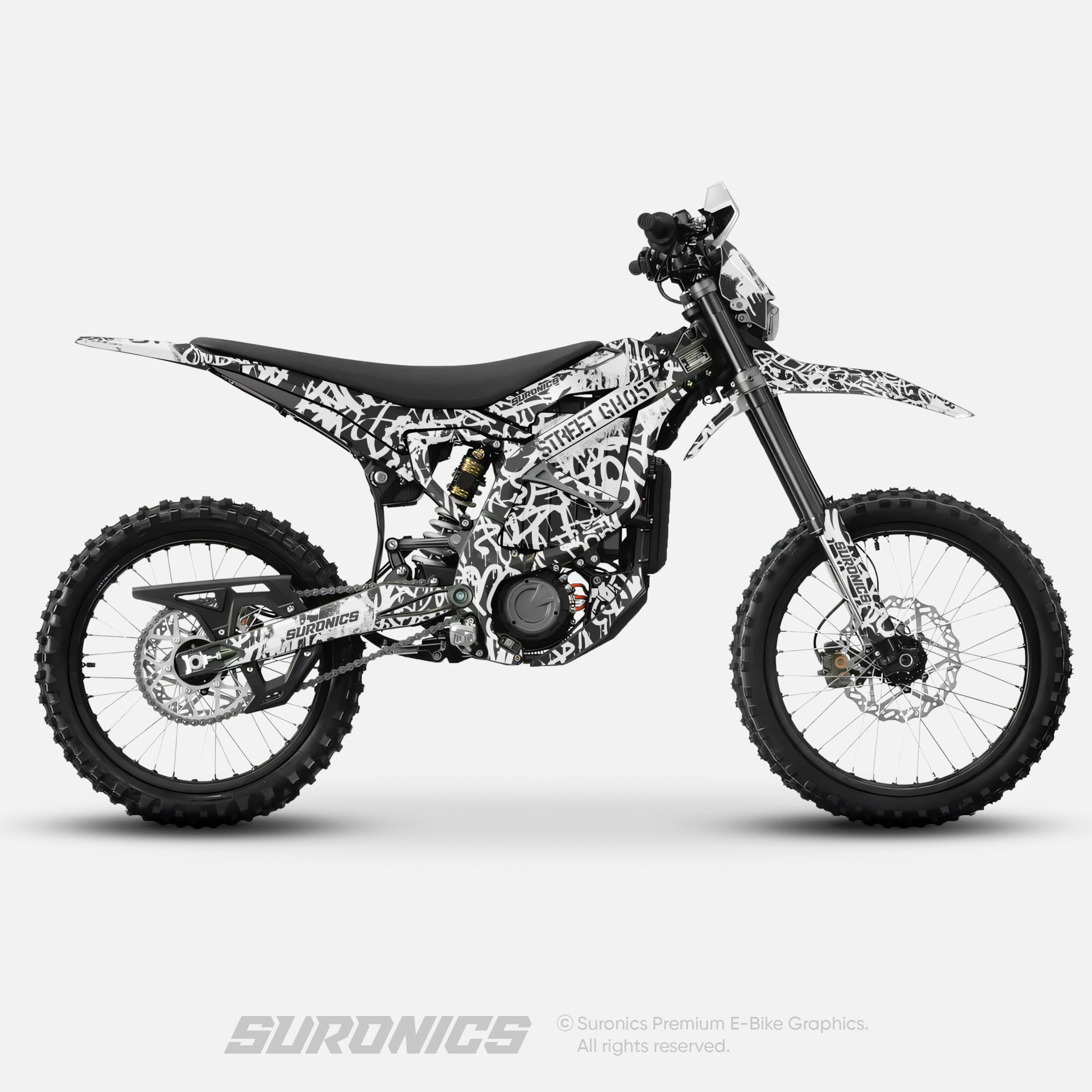 STREET GHOST BLACK WHITE Surron Ultra Bee Graphics kit