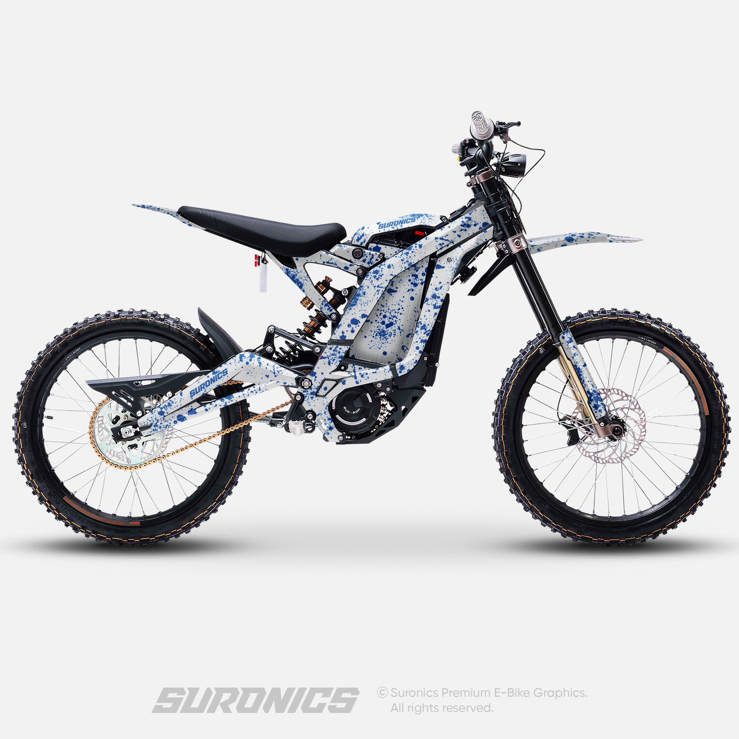 SPLATTER WHITE BLUE Surron Light Bee Graphics kit