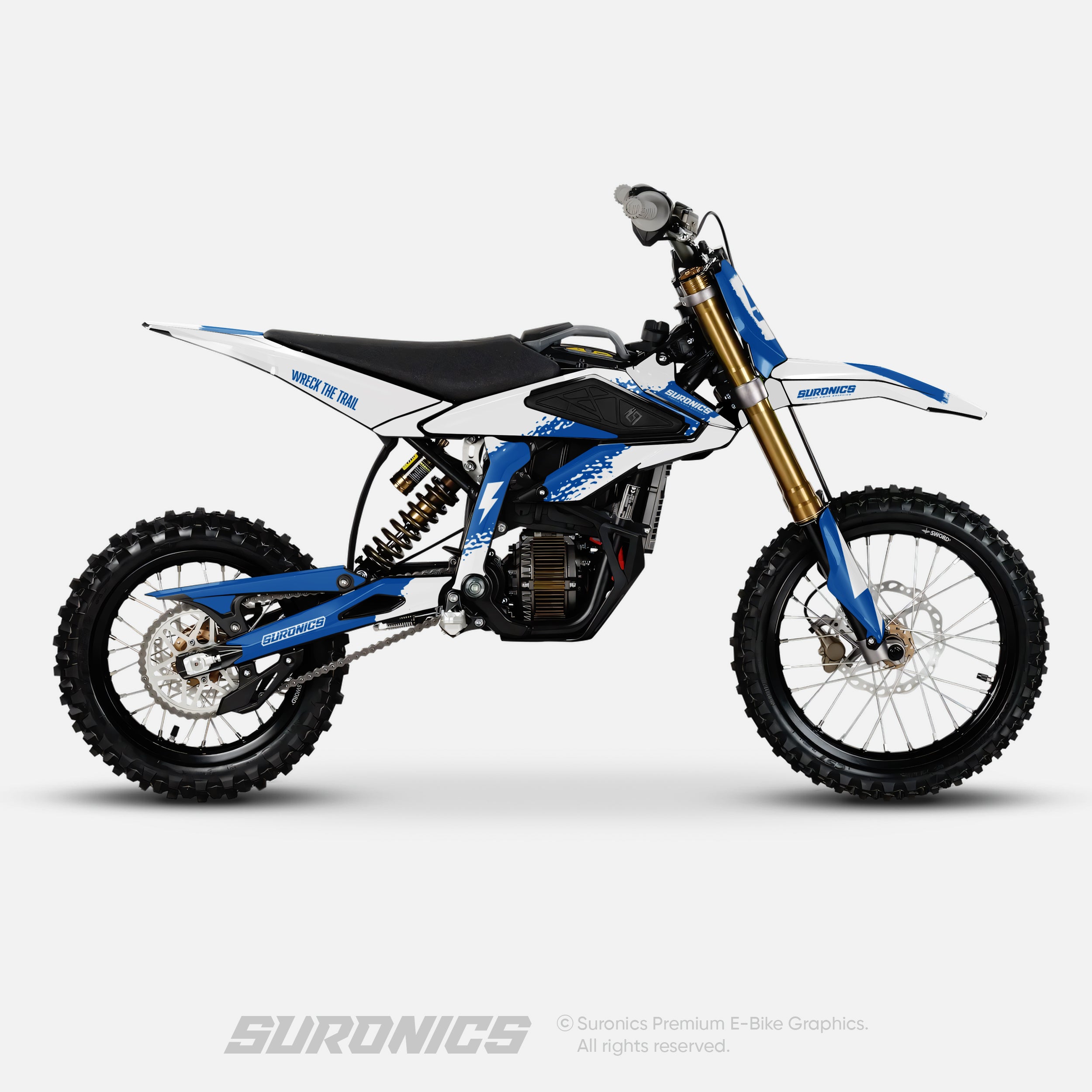 HALF WHITE BLUE Surron Hyper Bee Graphics kit