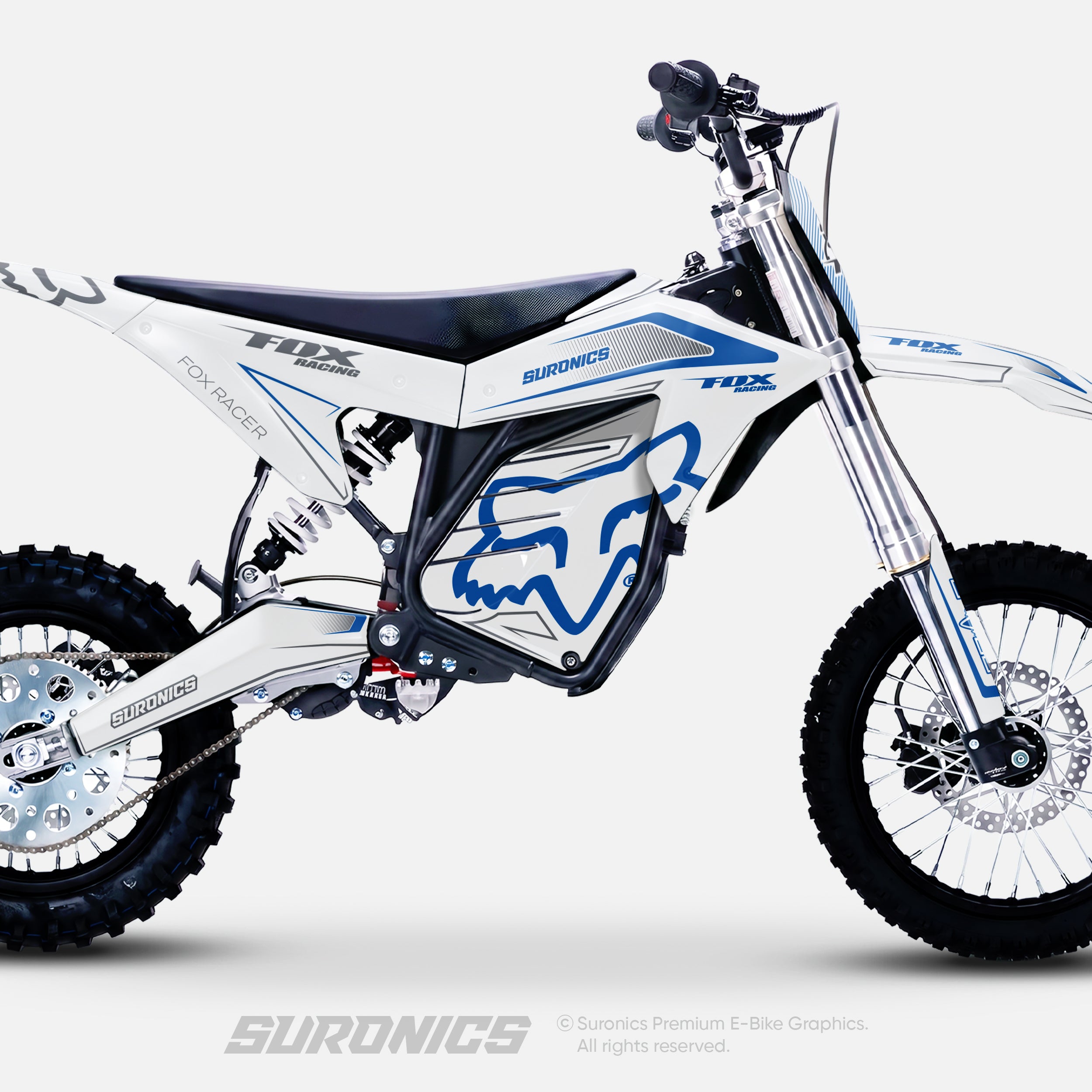 FOX RACER WHITE BLUE ETM RTR Graphics kit