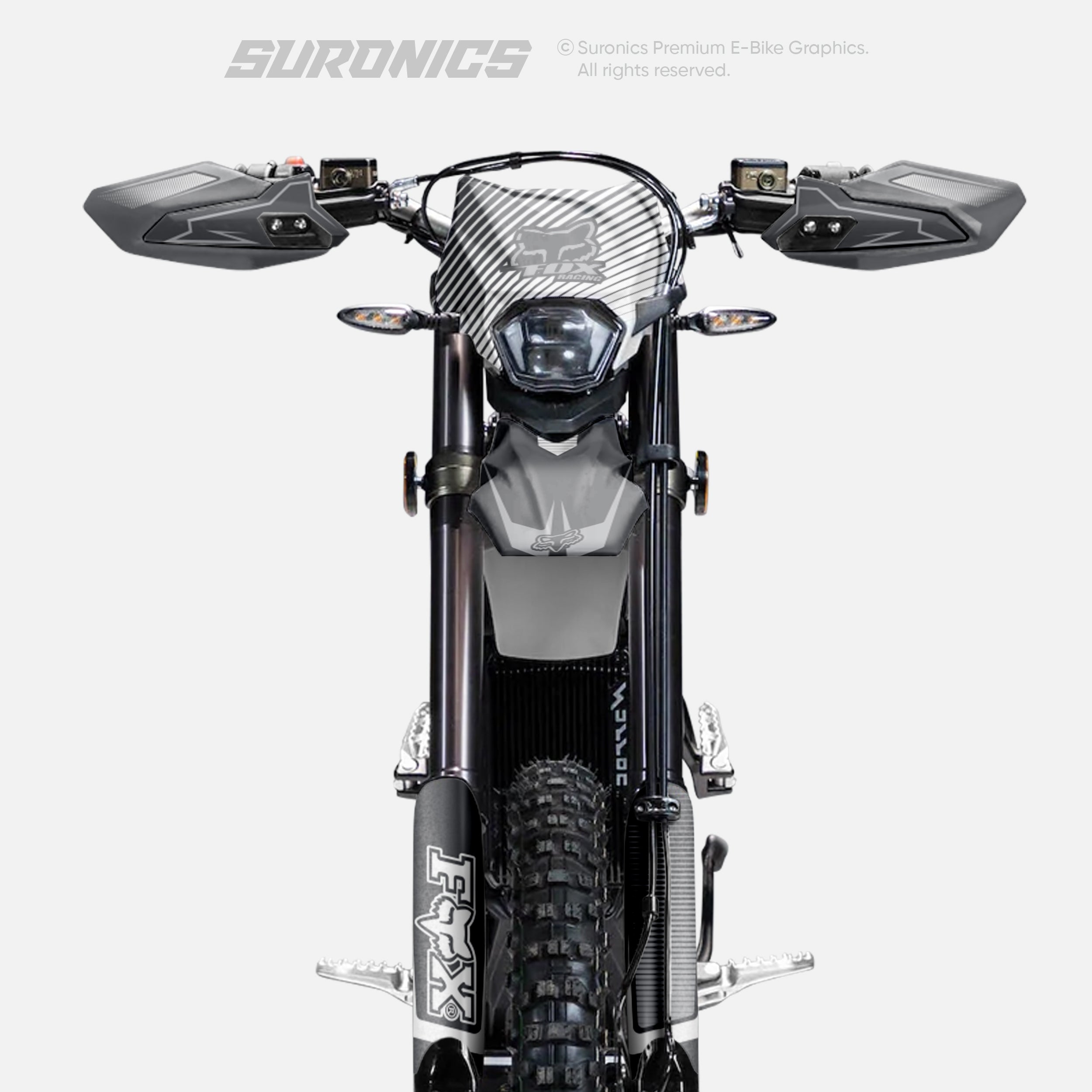 FOX RACER GREY WHITE Surron Ultra Bee Graphics kit