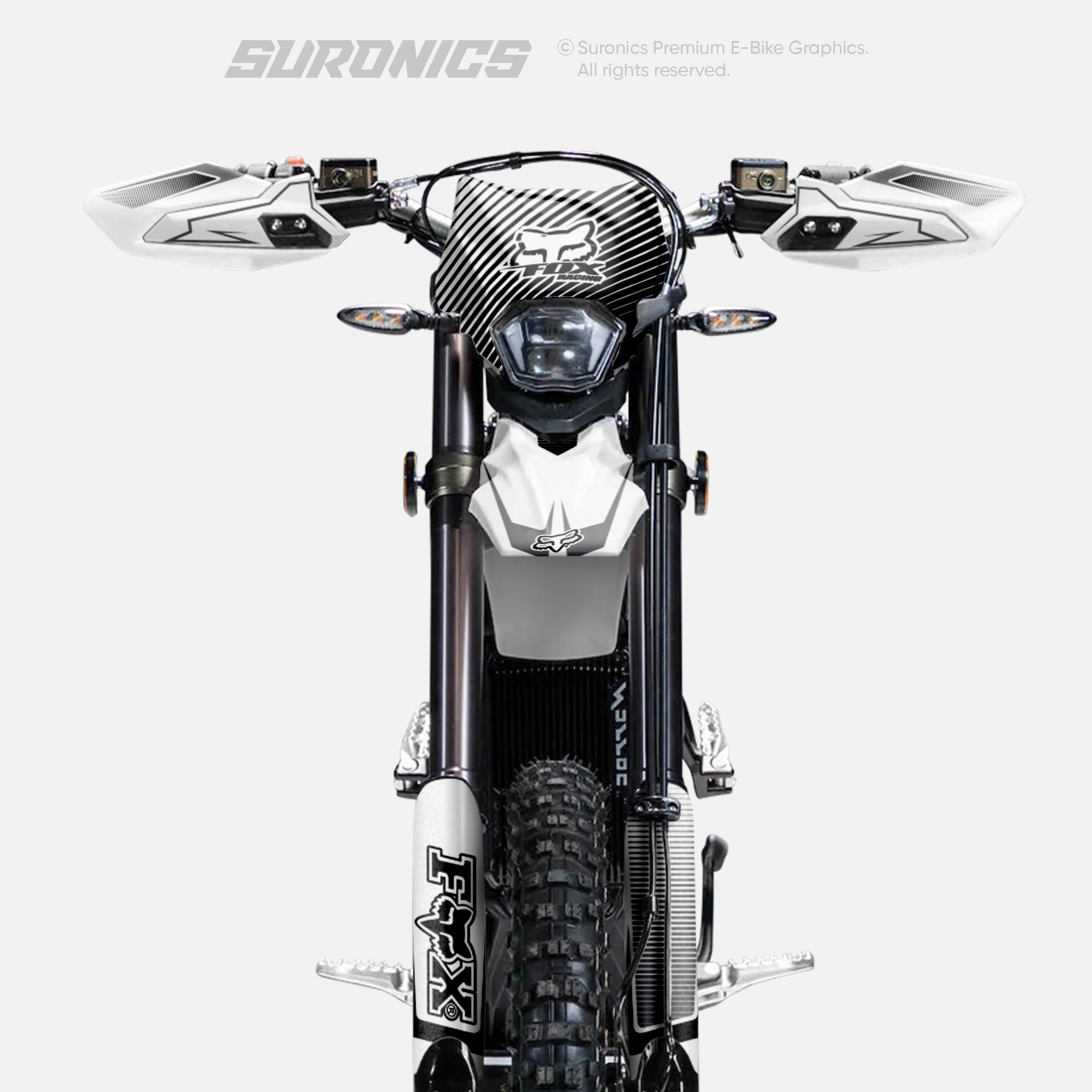 FOX RACER WHITE BLACK Surron Ultra Bee Graphics kit