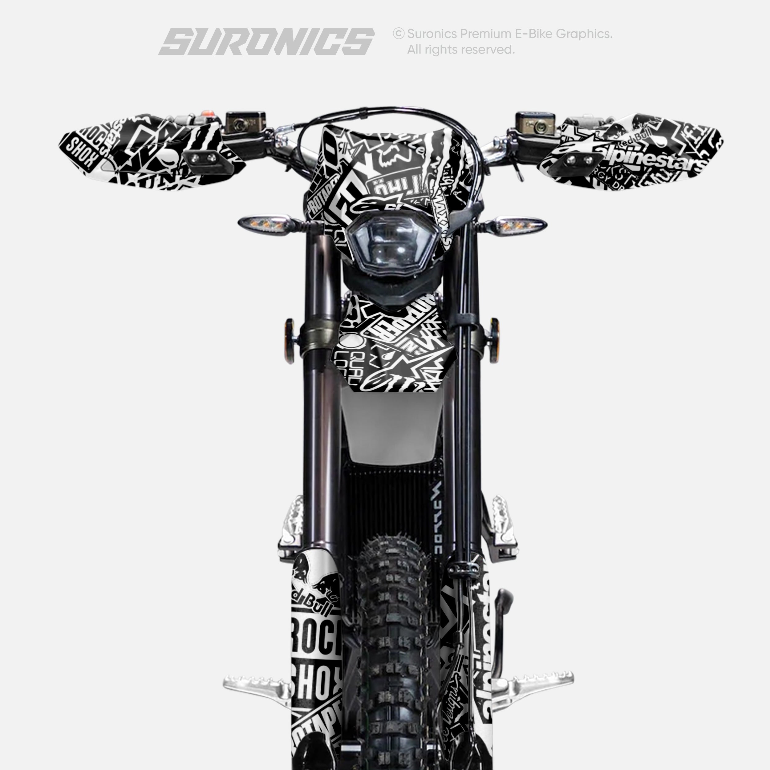 STICKY BLACK WHITE Surron Ultra Bee Graphics kit