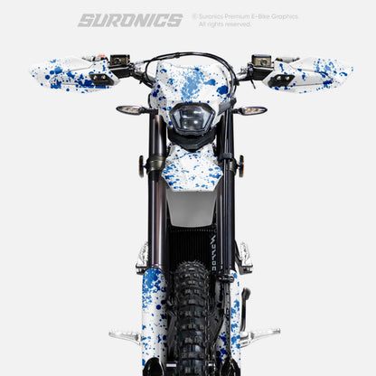 SPLATTER WHITE BLUE Surron Ultra Bee Graphics kit