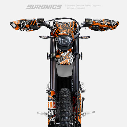 STICKY BLACK ORANGE Surron Ultra Bee Graphics kit