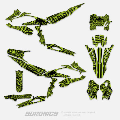RACE ART BLACK GREEN Surron Hyper Bee Graphics kit