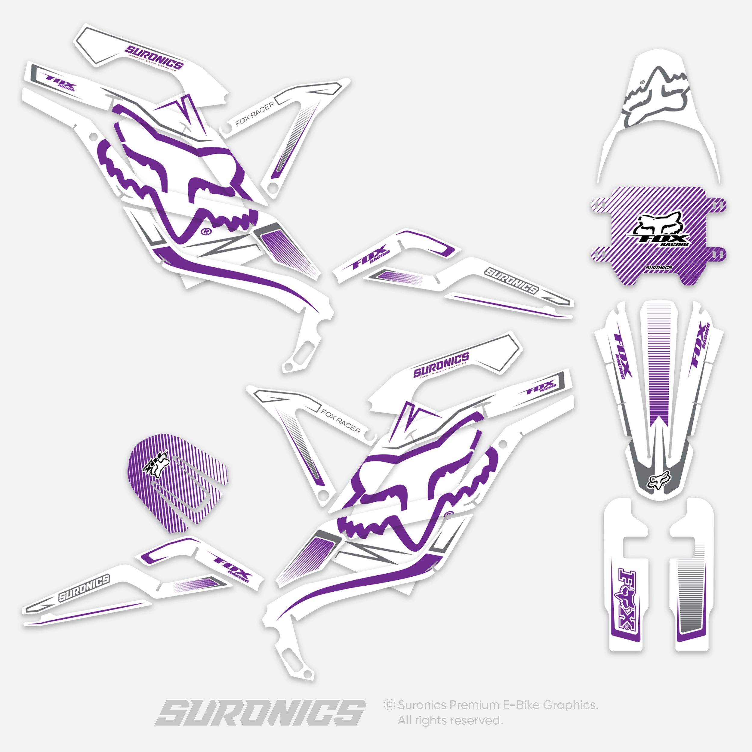 FOX RACER WHITE PURPLE 79Bike Falcon PRO / GT / M Graphics kit