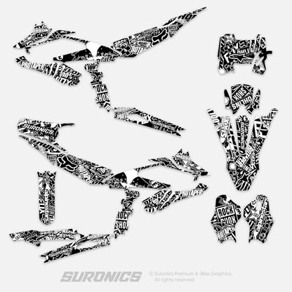 STIKCY BLACK WHITE Surron Hyper Bee Graphics kit