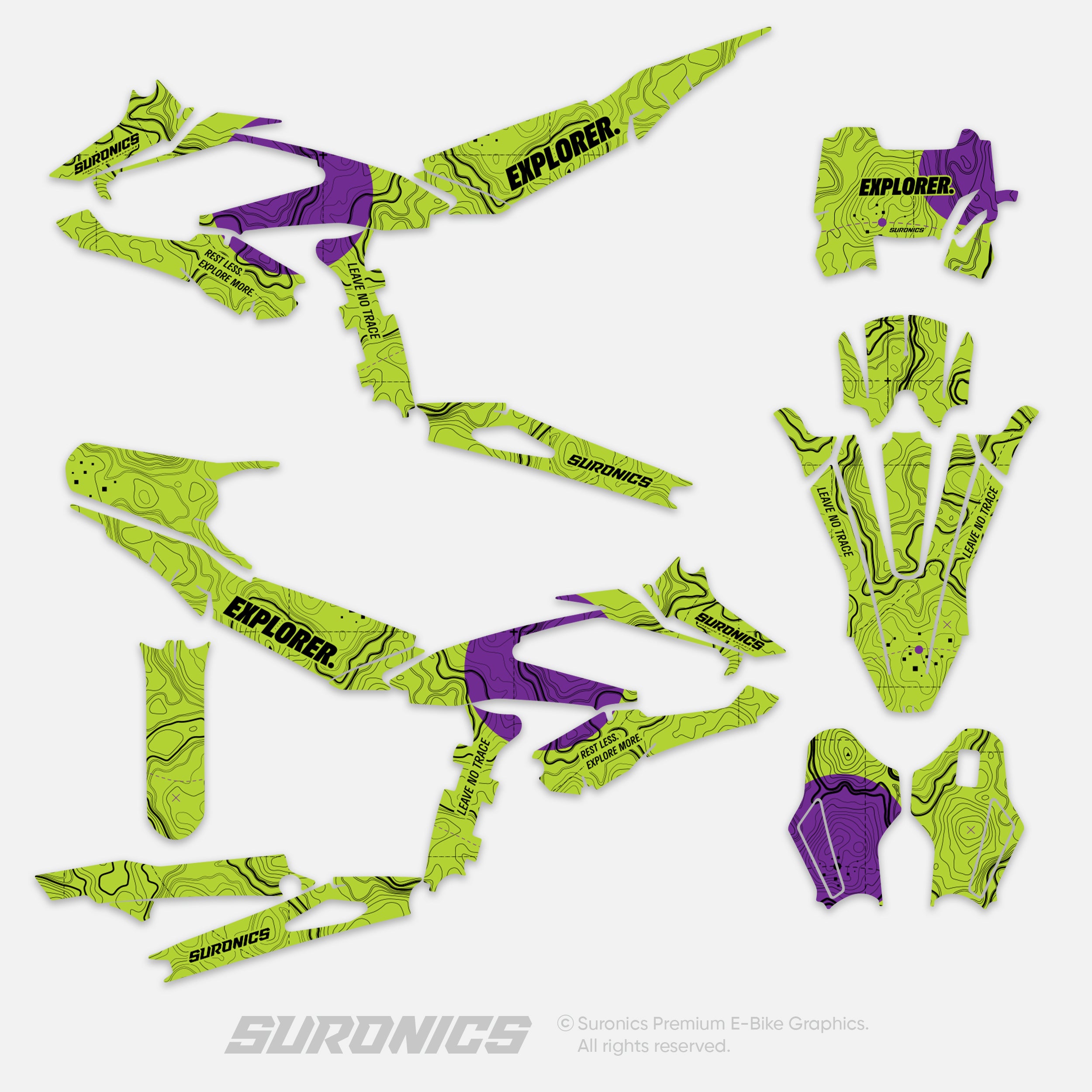 EXPLORER GREEN PURPLE Surron Hyper Bee Graphics kit