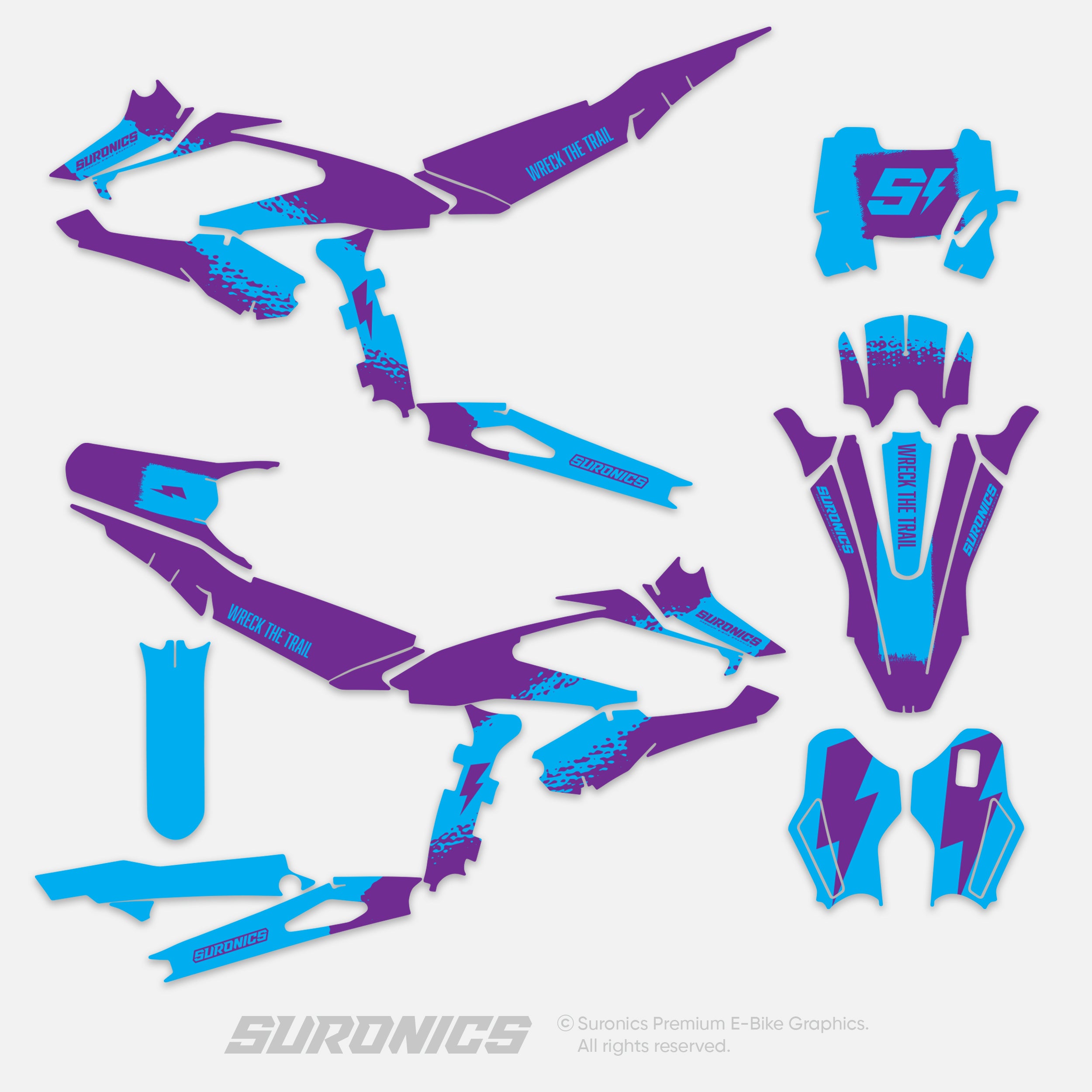 HALF PURPLE CYAN Surron Hyper Bee Graphics kit