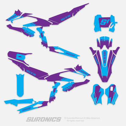 HALF PURPLE CYAN Surron Hyper Bee Graphics kit