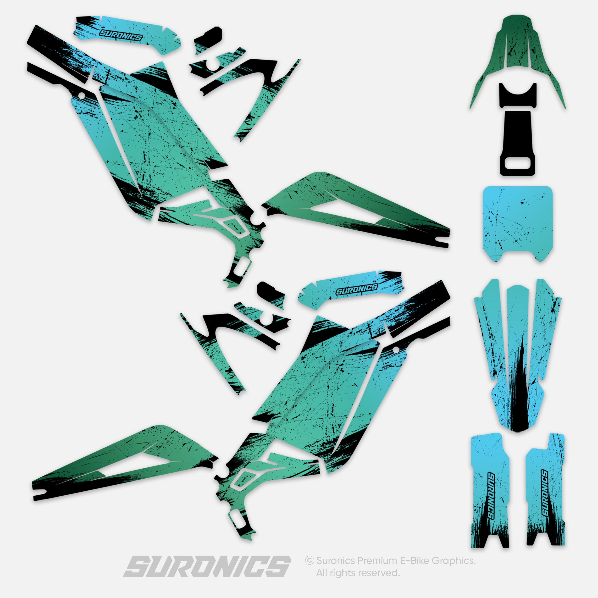 FADE GREEN CYAN Surron Light Bee Graphics kit