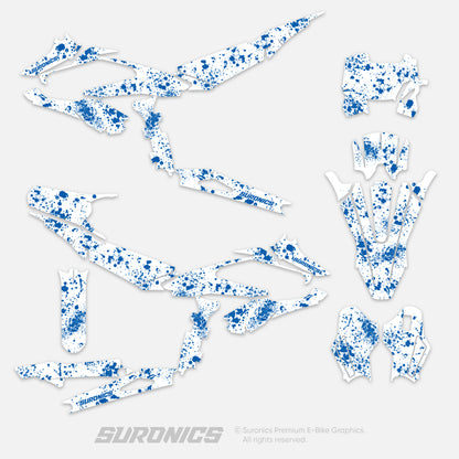 SPLATTER WHITE BLUE Surron Hyper Bee Graphics kit
