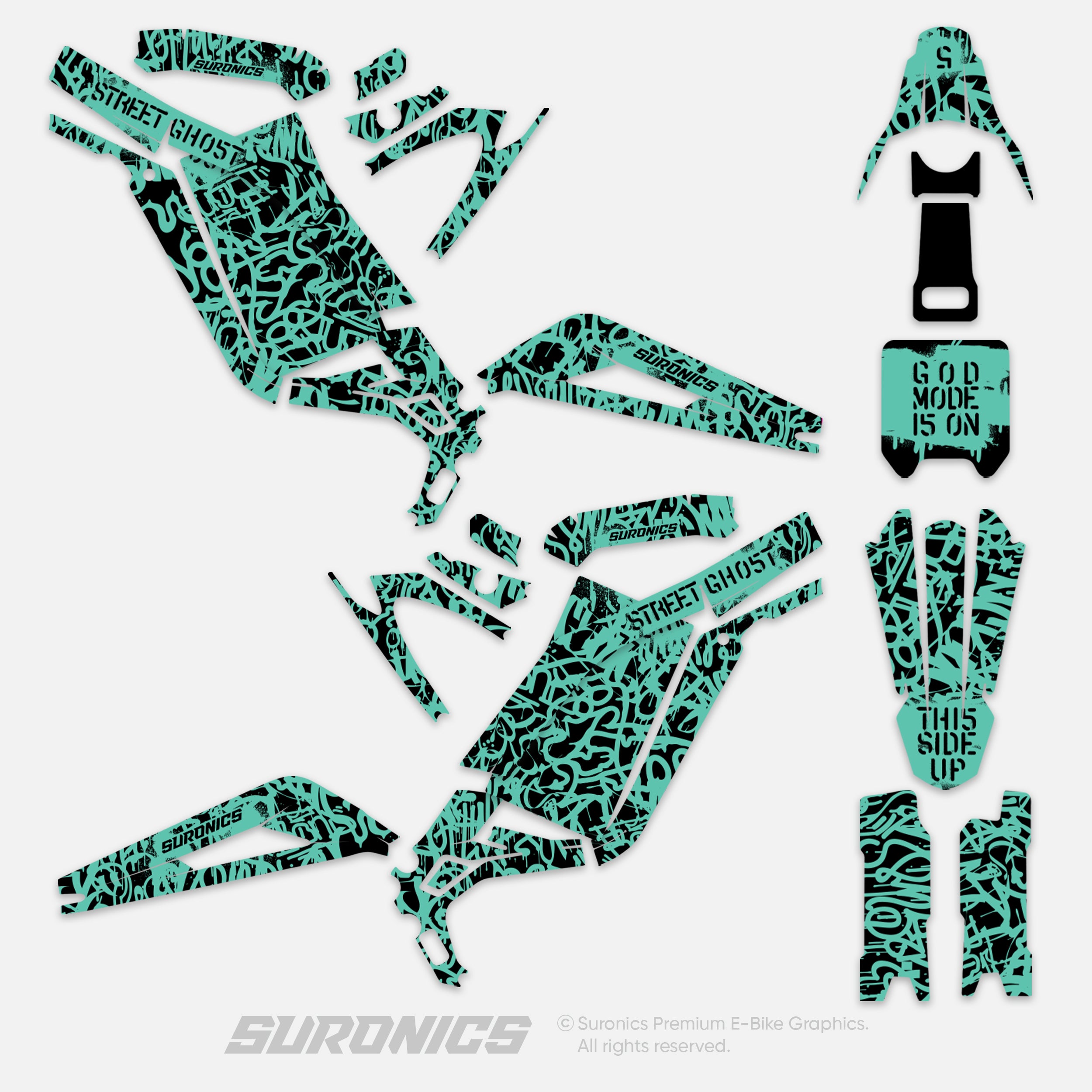 STREET GHOST BLACK MINT Surron Light Bee Graphics kit
