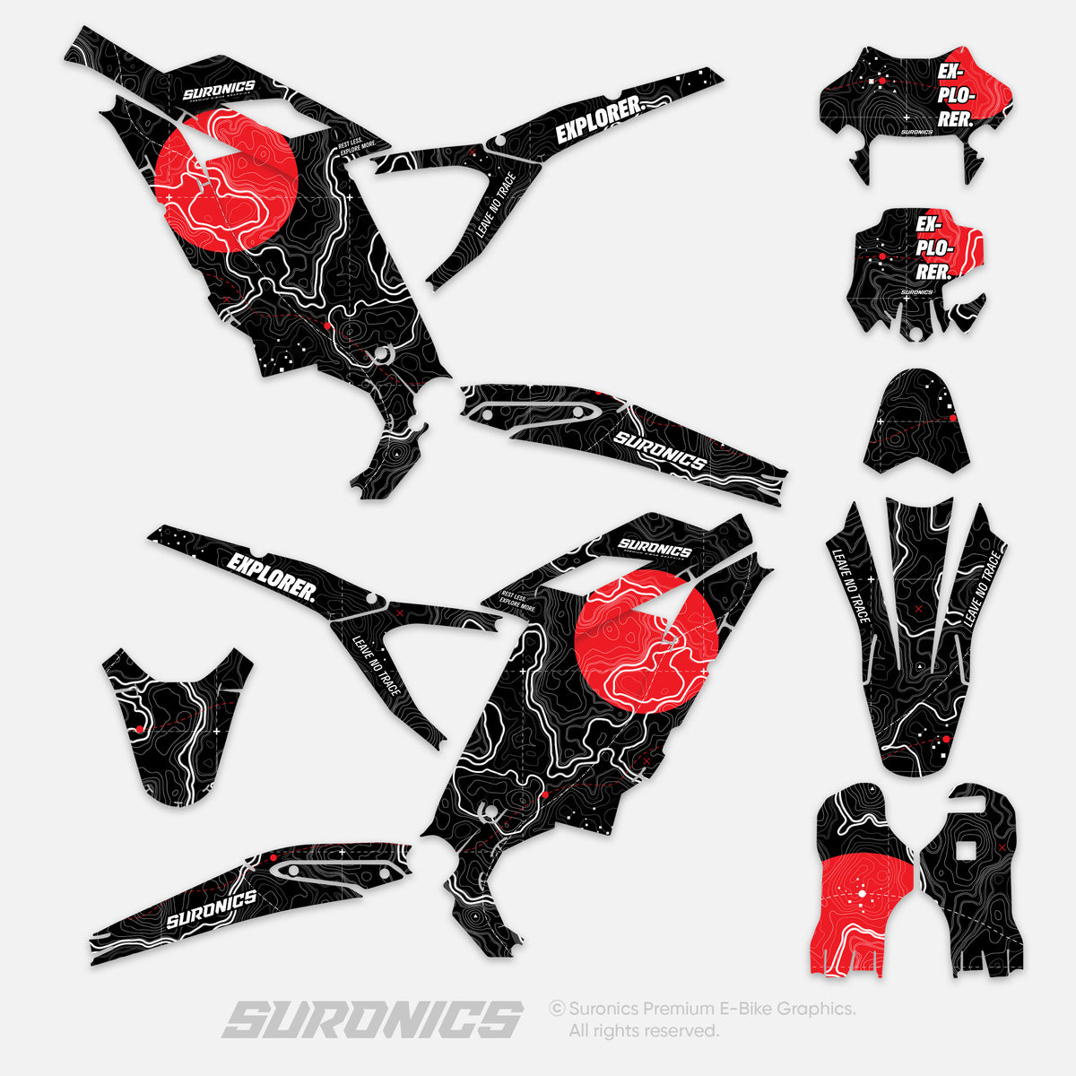 EXPLORER BLACK RED Surron Light Bee 2 Graphics kit