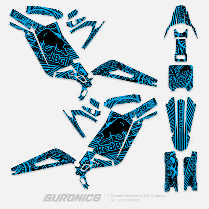 RACE ART BLACK CYAN Surron Light Bee Graphics kit