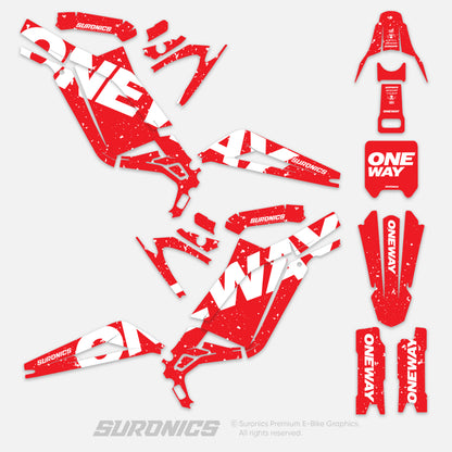 ONEWAY RED WHITE Surron Light Bee Graphics kit