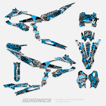 STIKCY BLACK CYAN Surron Hyper Bee Graphics kit