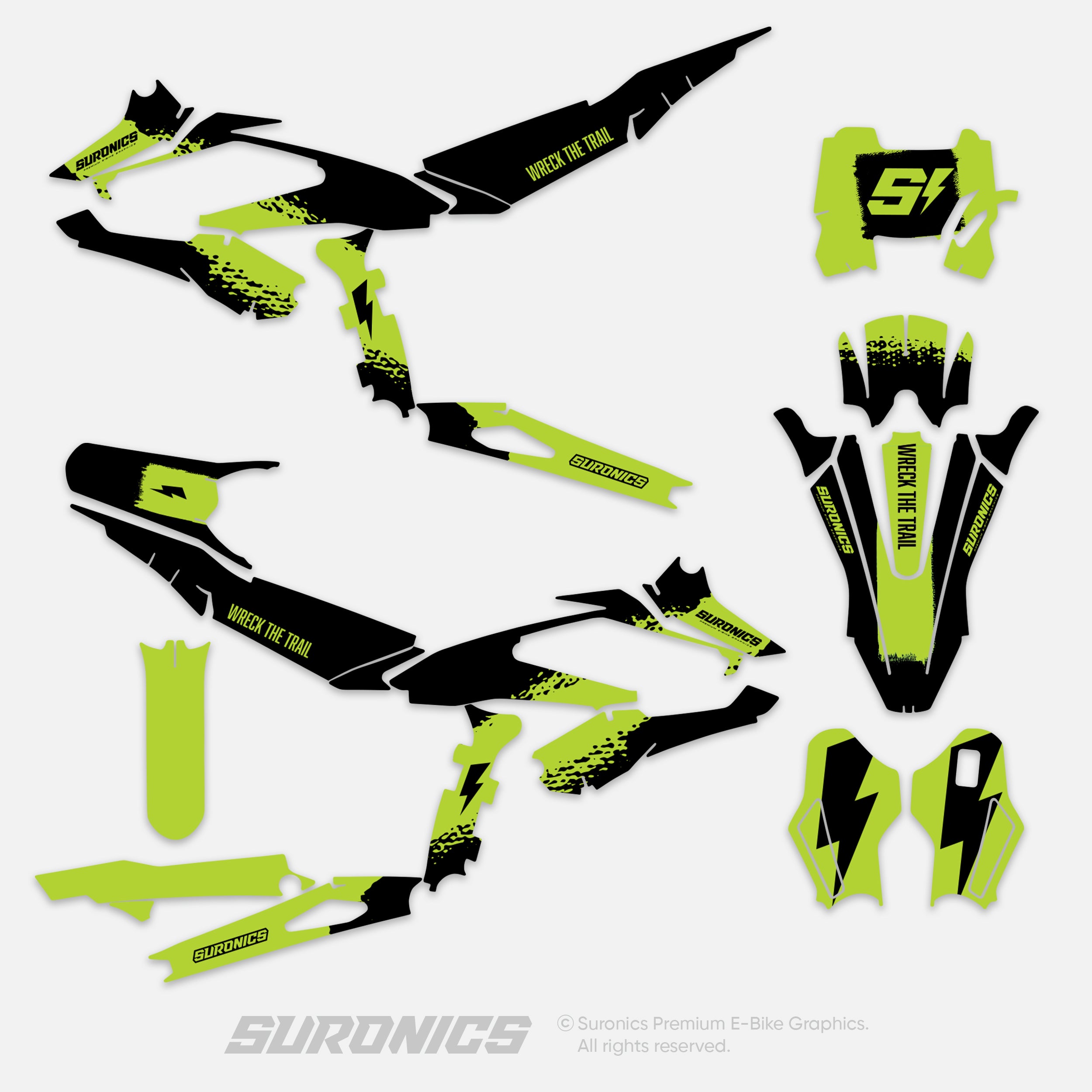 HALF BLACK GREEN Surron Hyper Bee Graphics kit