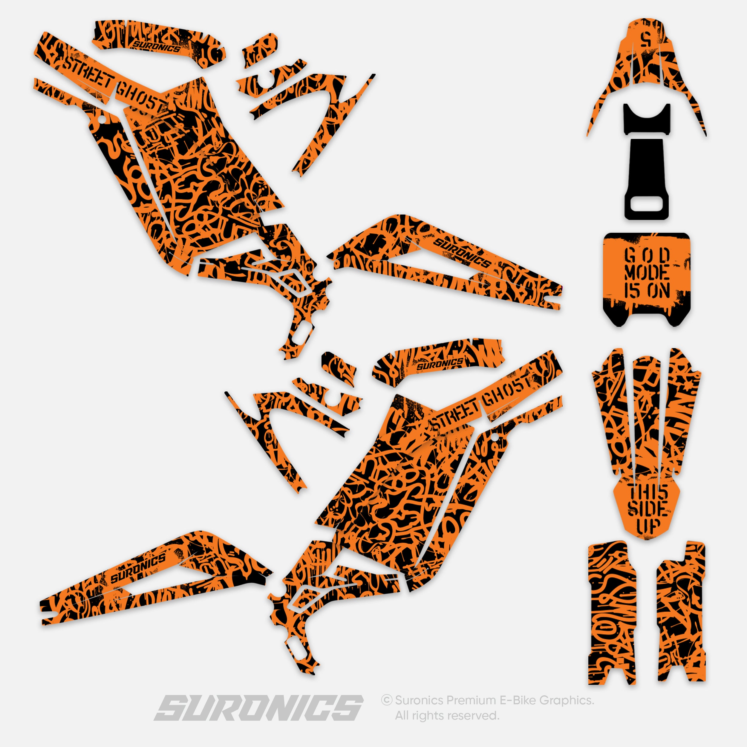 STREET GHOST BLACK ORANGE Surron Light Bee Graphics kit