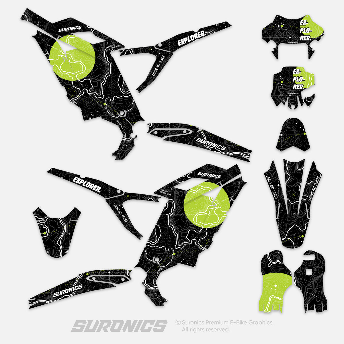 EXPLORER BLACK GREEN Surron Light Bee 2 Graphics kit
