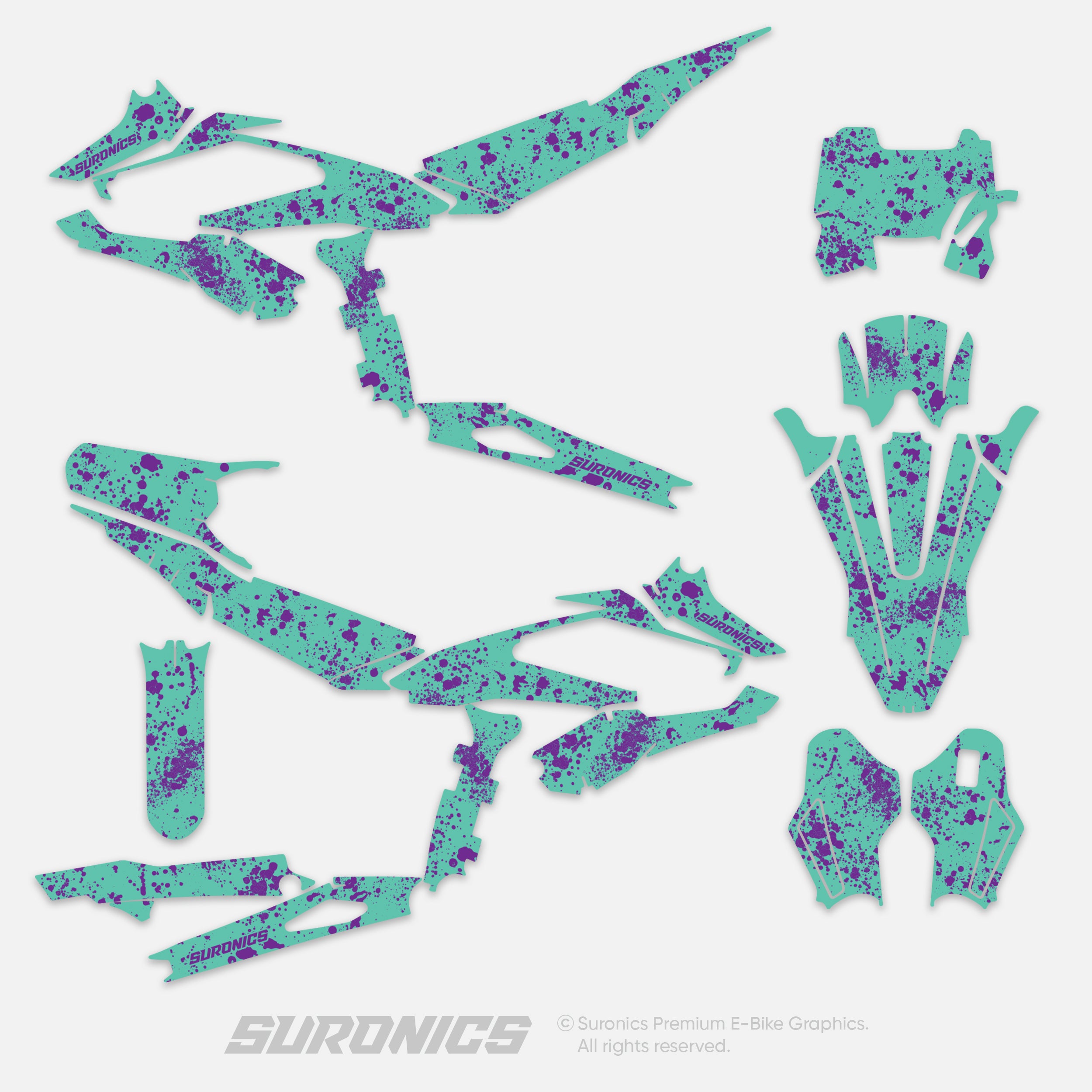SPLATTER MINT PURPLE Surron Hyper Bee Graphics kit