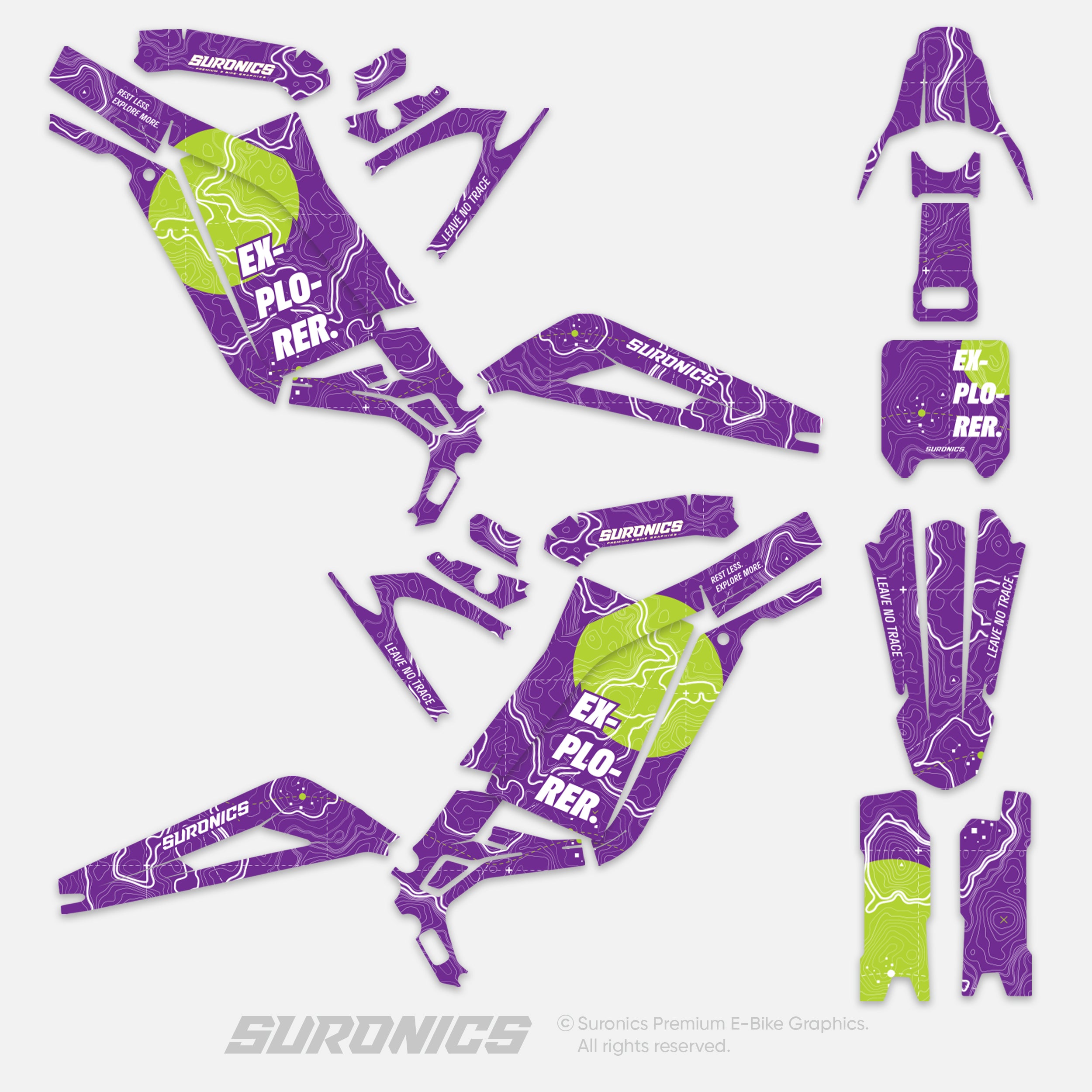 EXPLORER PURPLE GREEN Surron Light Bee Graphics kit