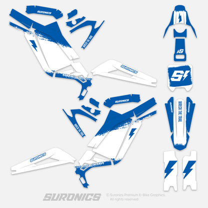 HALF WHITE BLUE Surron Light Bee Graphics kit